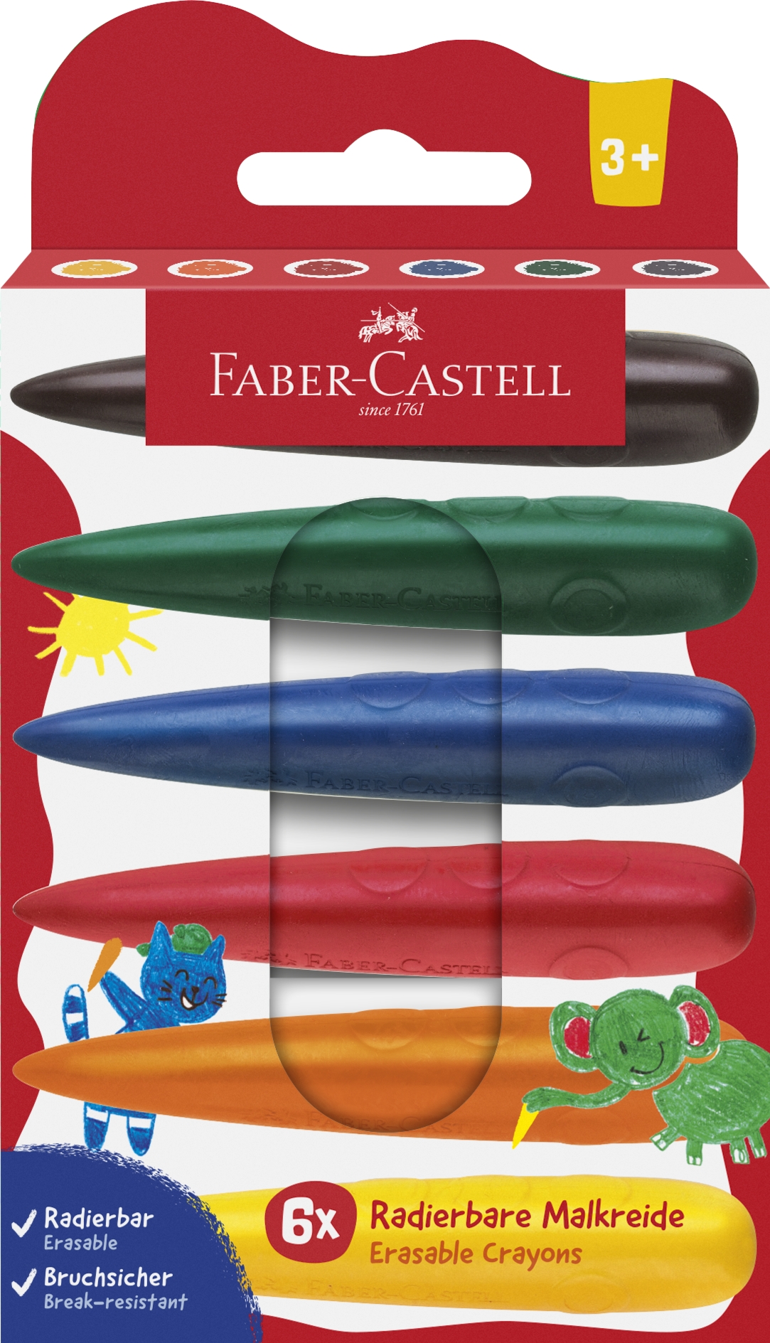 KREDKI ŚWIECOWE DLA NAJMŁODSZYCH FABER-CASTELL, 6 KOLORÓW