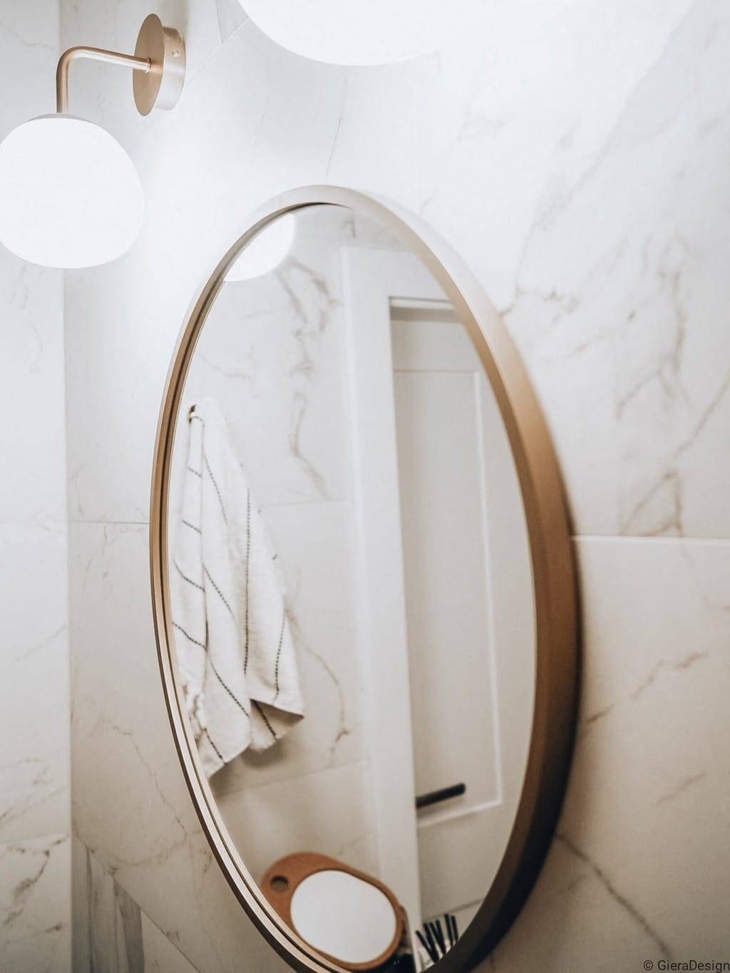 GieraDesign :: Lustro skandynawskie Scandi Slim okrągłe złote do łazienki śr. 50