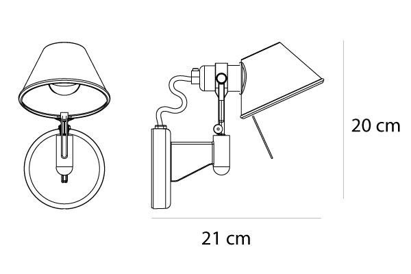 Artemide :: Lampa ścienna / kinkiet Tolomeo micro srebrny szer. 21 cm
