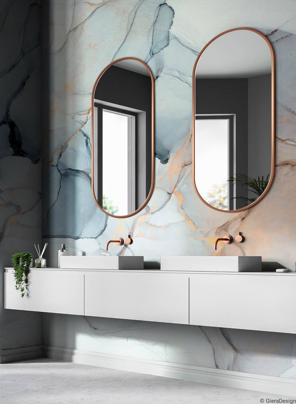 GieraDesign :: Lustro ścienne Ambient Slim owalne z miedzianą ramą 40x105 cm