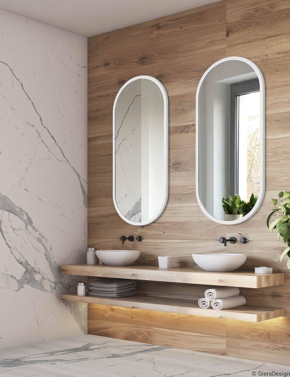 GieraDesign :: Lustro ścienne Ambient owalne w białej ramie 40x105 cm