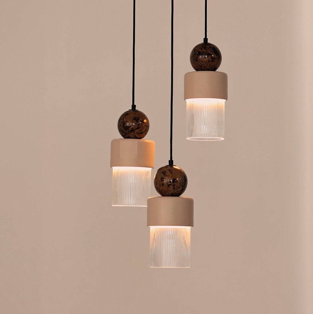 Aromas :: Lampa wisząca Glamm śr. 12 cm brązowy marmur / ceramika jasny brąz