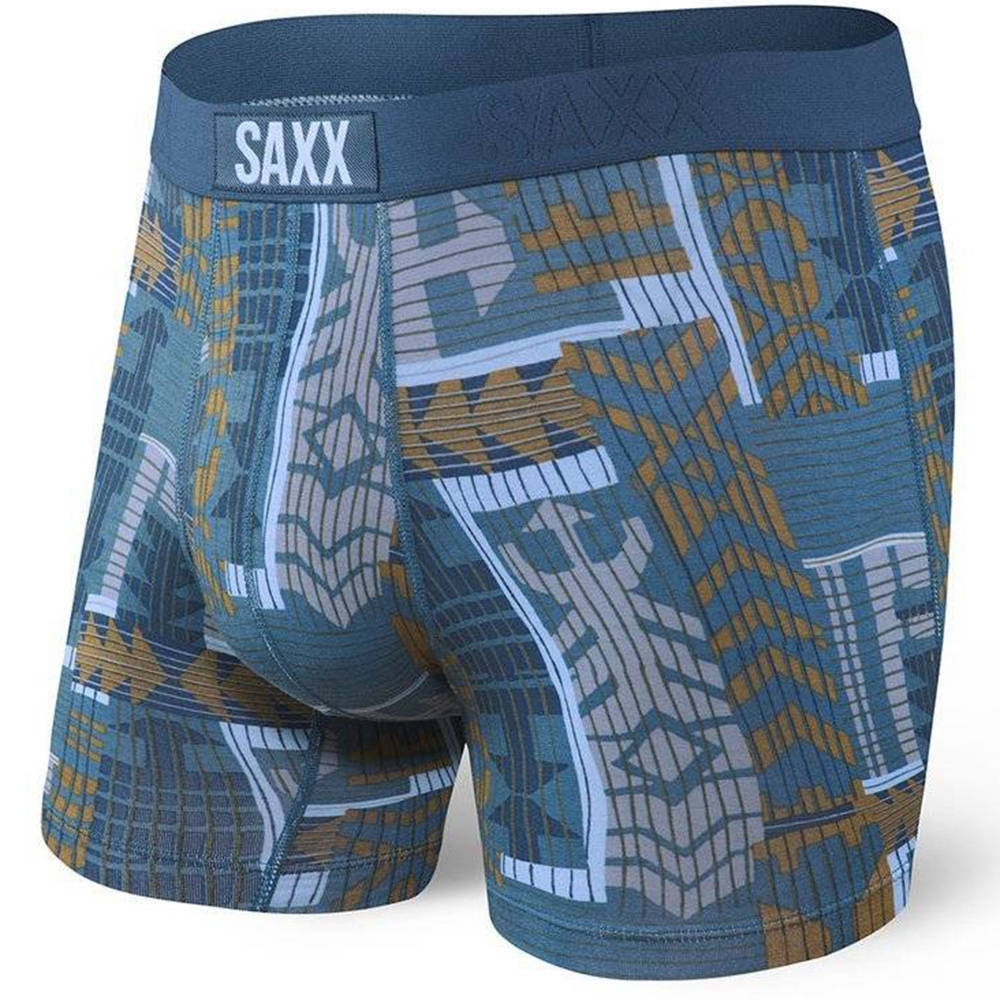 Image of Bokserki męskie szybkoschnące SAXX VIBE Boxer Brief patchwork - niebieskie