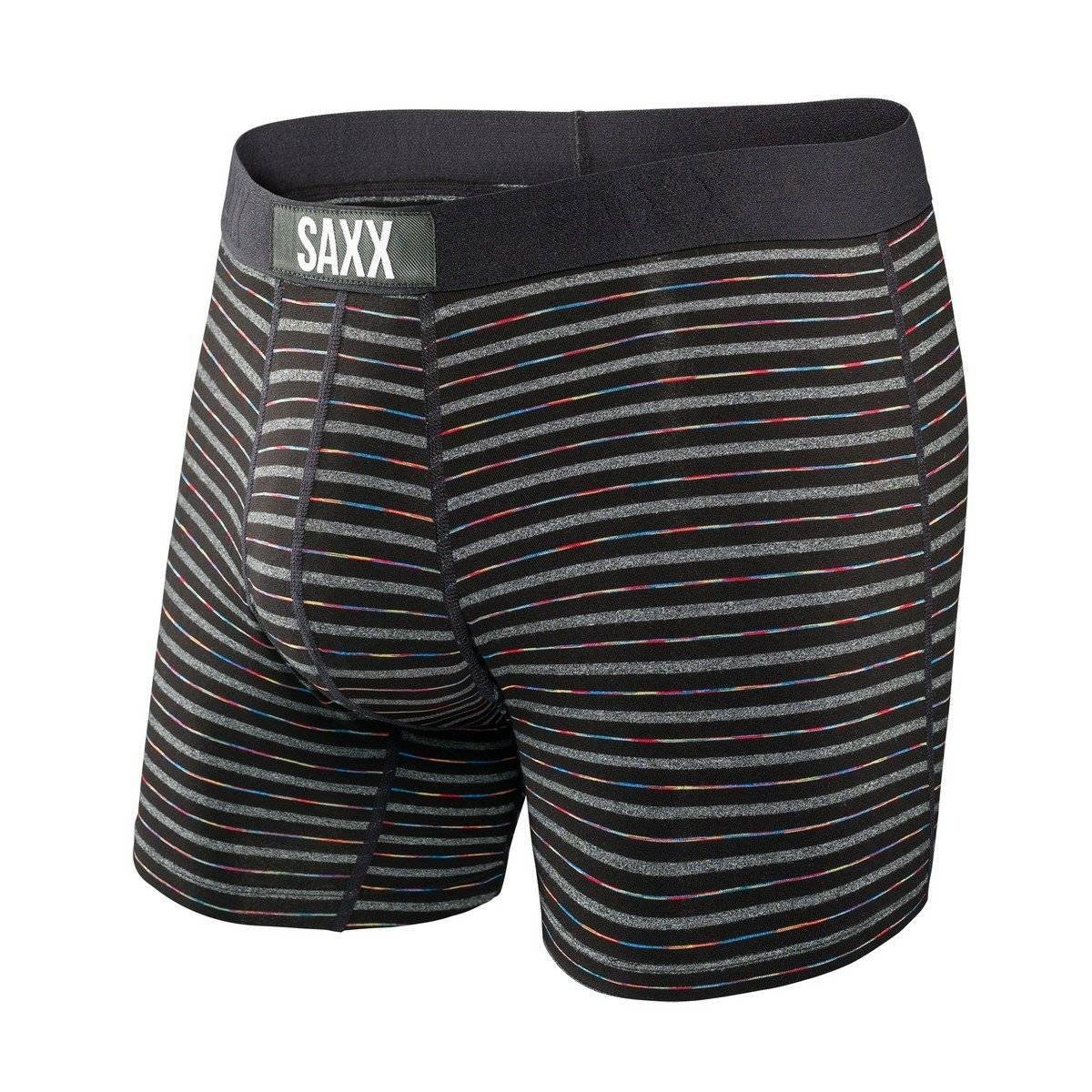 Image of Bokserki męskie szybkoschnące SAXX VIBE Boxer Brief kolorowe paski - czarne
