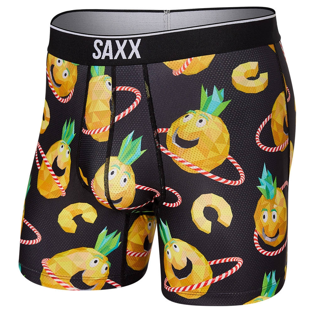 Image of Bokserki męskie sportowe SAXX VOLT Boxer Brief ananas z hula-hop – czarne