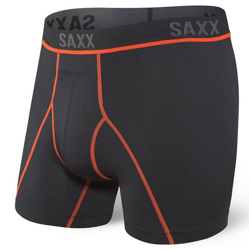 Image of Bokserki do biegania męskie sportowe SAXX KINETIC HD Boxer Brief - czarne z czerwonymi szwami