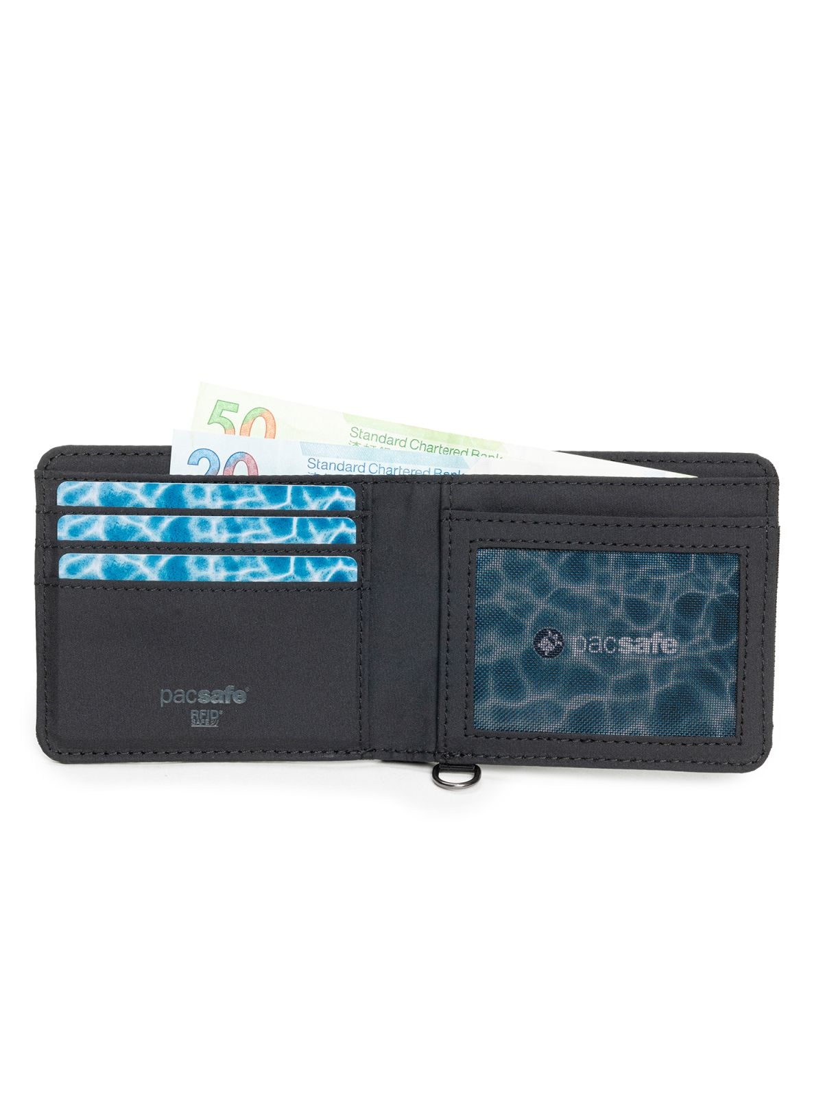 Image of Podwójny portfel antykradzieżowy z recyklingu RFIDsafe - ciemnoszary