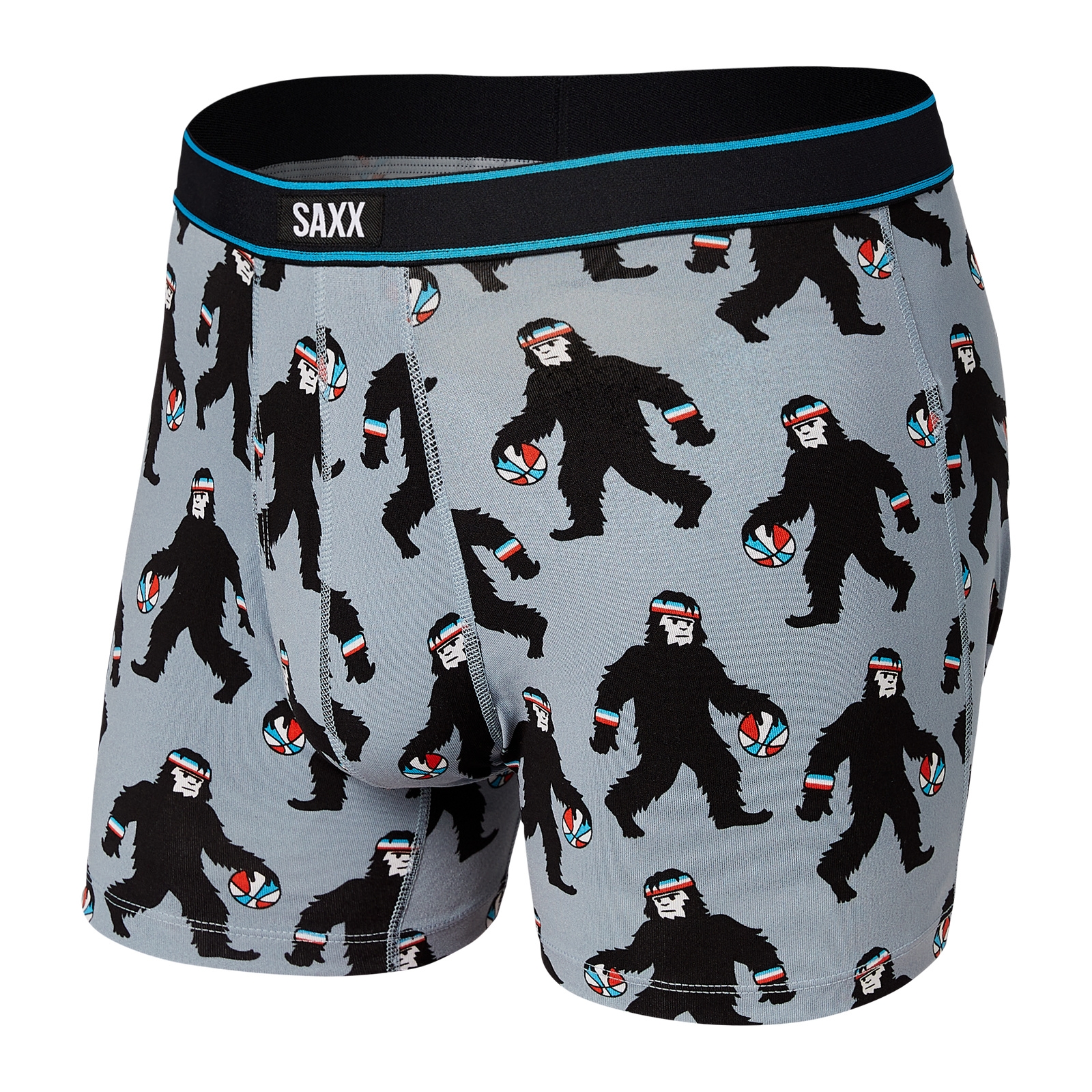 Image of Bokserki oddychające męskie SAXX DAYTRIPPER Boxer Brief Fly z rozporkiem goryle z piłkami - szare