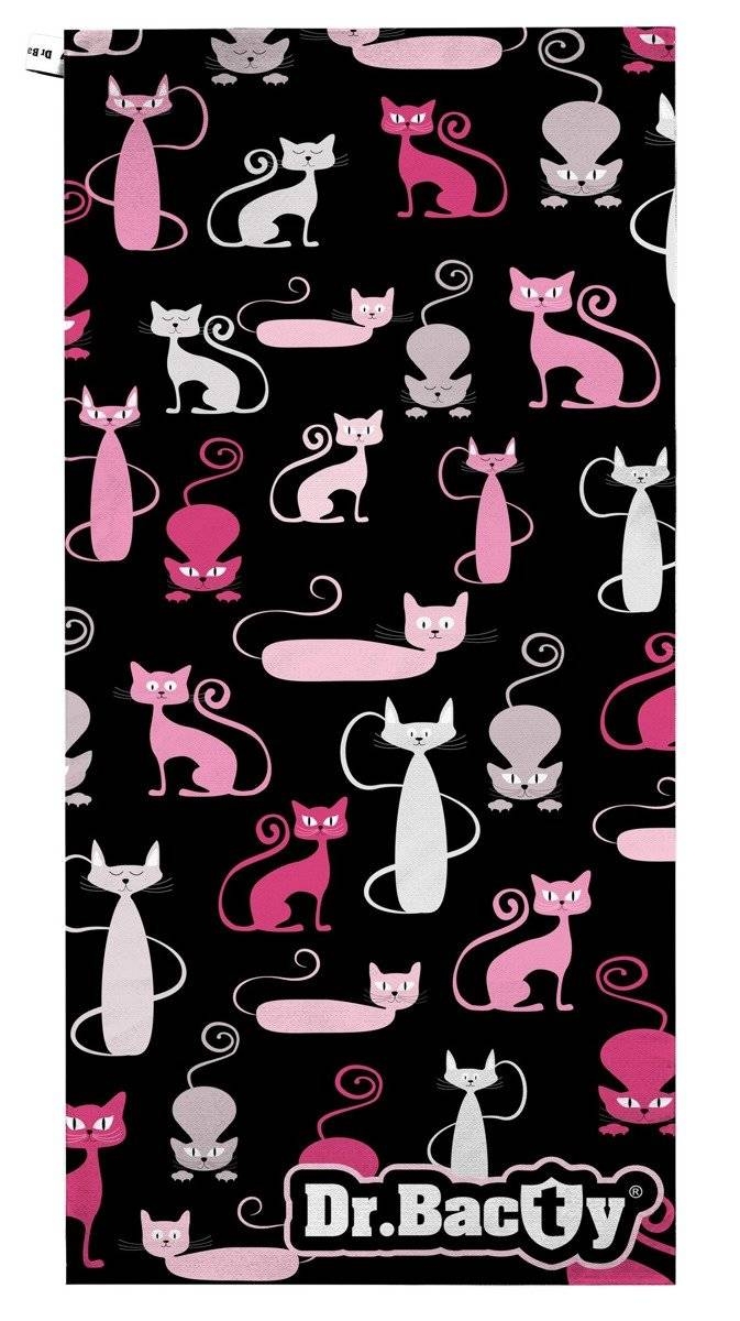 Image of Ręcznik dla dziewczynki dwustronny z mikrofibry Dr.Bacty 60x130 - Kotki różowe