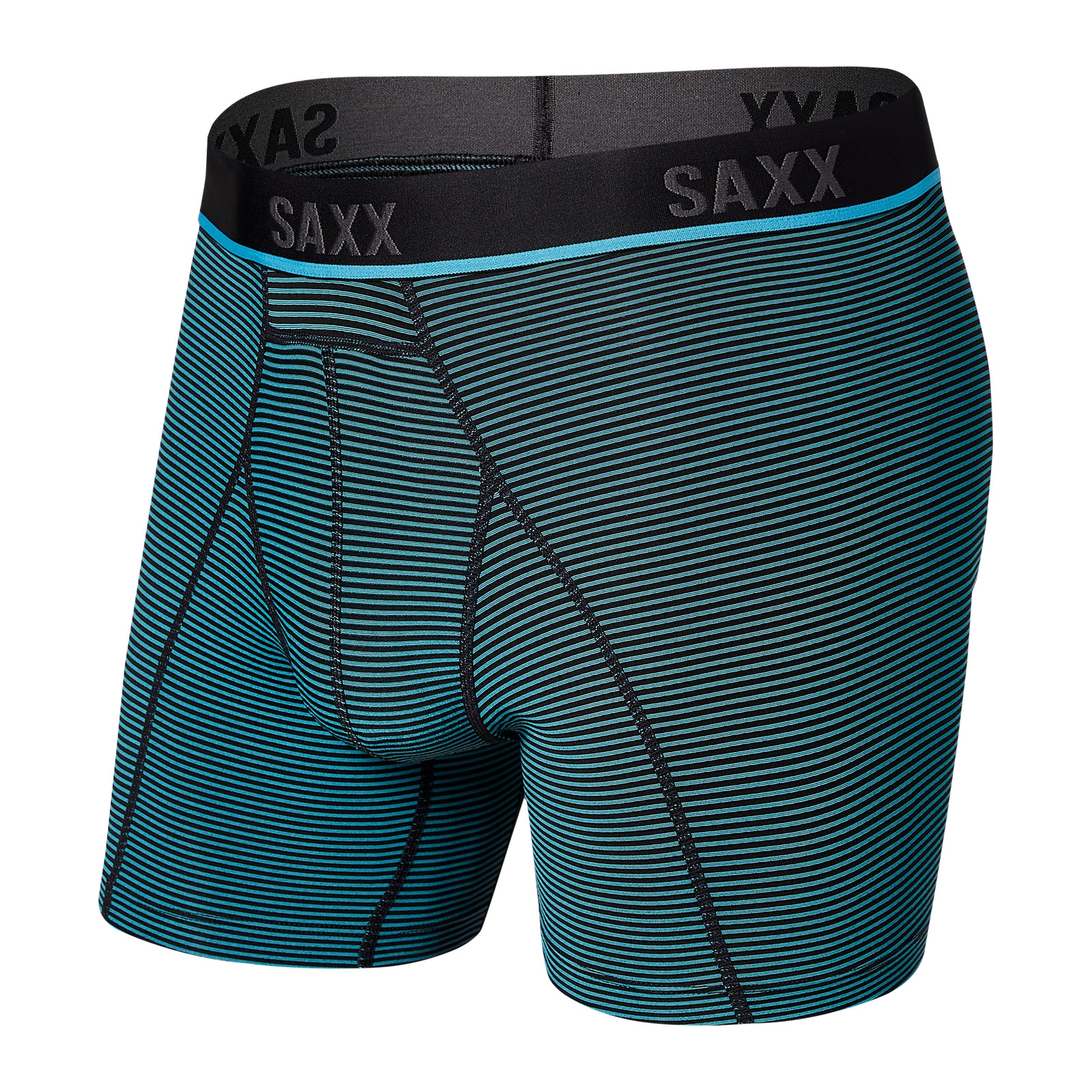Image of Bokserki do biegania męskie sportowe SAXX KINETIC HD Boxer Brief - niebieskie paski