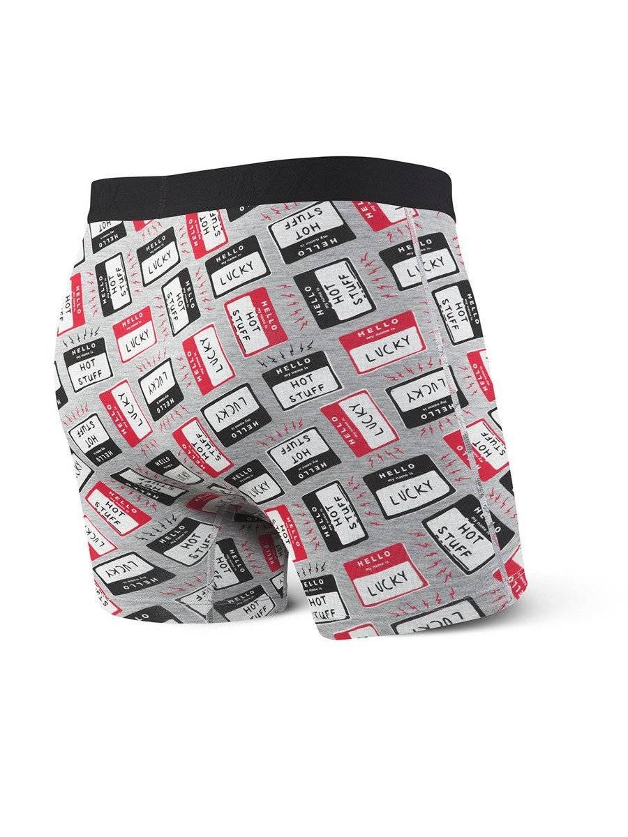 Image of Bokserki męskie wygodne SAXX ULTRA Boxer Brief Fly tabliczki z nazwami - szare