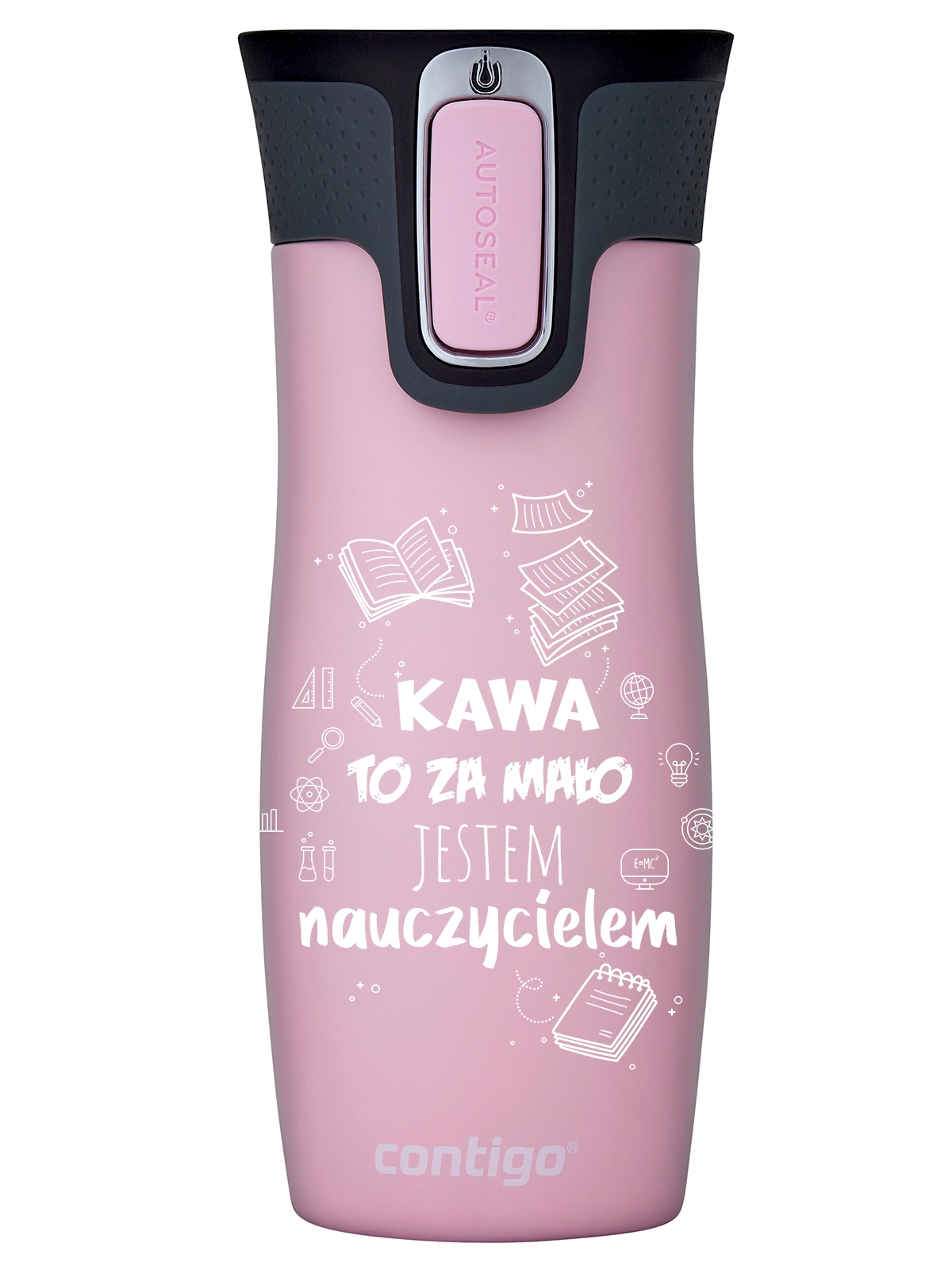 Image of Kubek termiczny Contigo West Loop 2.0 470ml - Jestem Nauczycielem - Różowy Mat