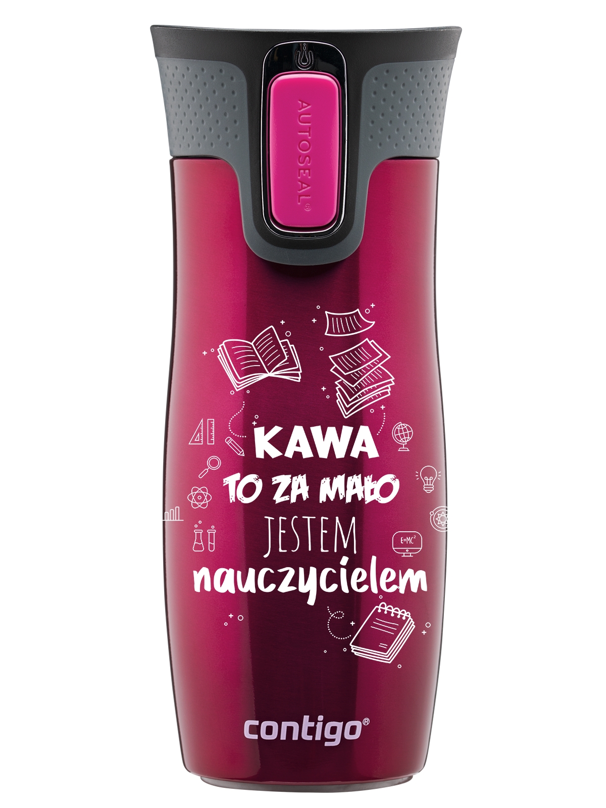 Image of Kubek termiczny Contigo West Loop 2.0 470ml - Jestem Nauczycielem - Malinowy