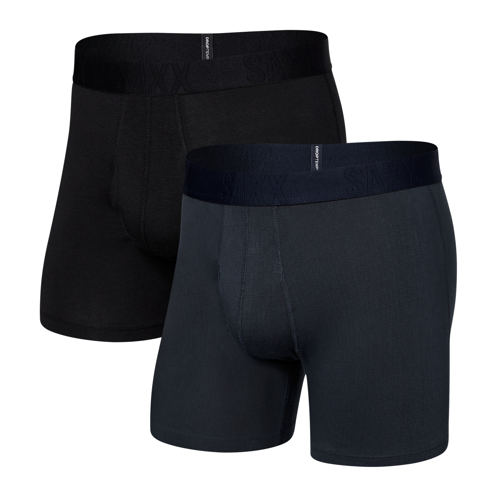 Image of Bokserki męskie chłodzące / sportowe z rozporkiem SAXX DROPTEMP COOL Boxer Brief Fly 2-pak, czarne i granatowe