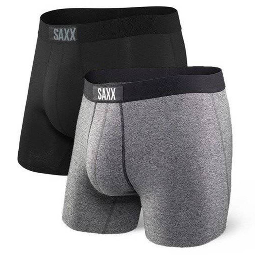 Image of Bokserki męskie szybkoschnące SAXX VIBE Boxer Brief zestaw 2 szt. - czarne i szare