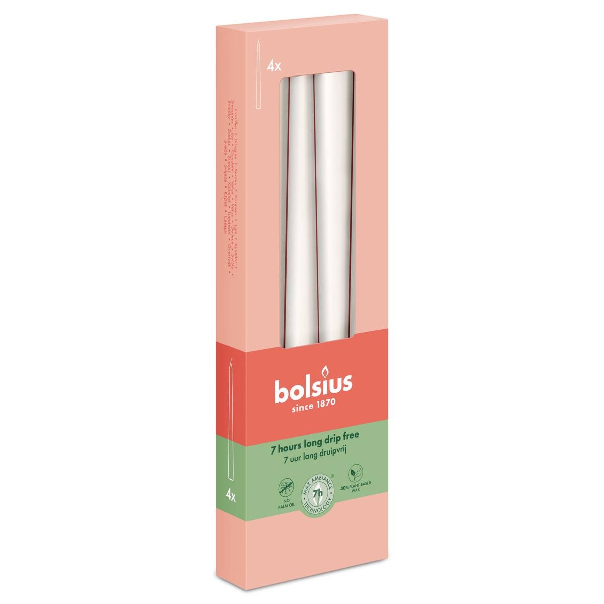 Bolsius MROŹNA BIEL świeca stołowa szpica 245/24 – 4 sztuki