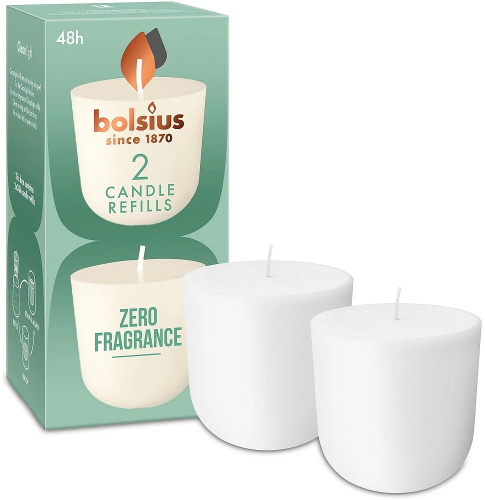 Bolsius CleanLight BEZZAPACHOWY wkład wymienny 24h – 2 sztuki