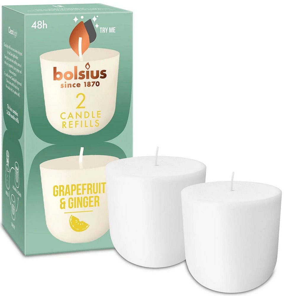 Bolsius CleanLight GREJPFRUT i IMBIR wkład zapachowy wymienny 24h – 2 sztuki