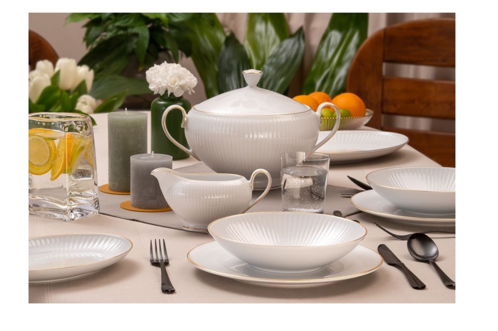 Serwis obiadowy bez wazy dla 12 os. / 44 cz�ci - 3612 Dalia Z�ota linia + Waza 2,5 l - 3612 Dalia Z�ota linia
