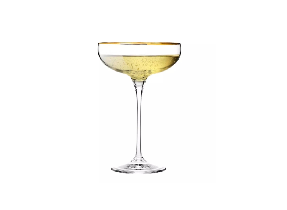 Płaskie kieliszki do szampana 240 ml / 6 szt. - Harmony Gold (B575) + Szklanki do wina 500 ml - Harmony GOLD (6376)