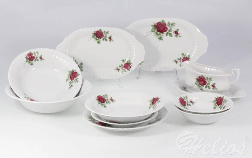 Serwis obiadowy bez wazy dla 12 os. / 44 cz�ci - B826 IWONA Bordowa r�a