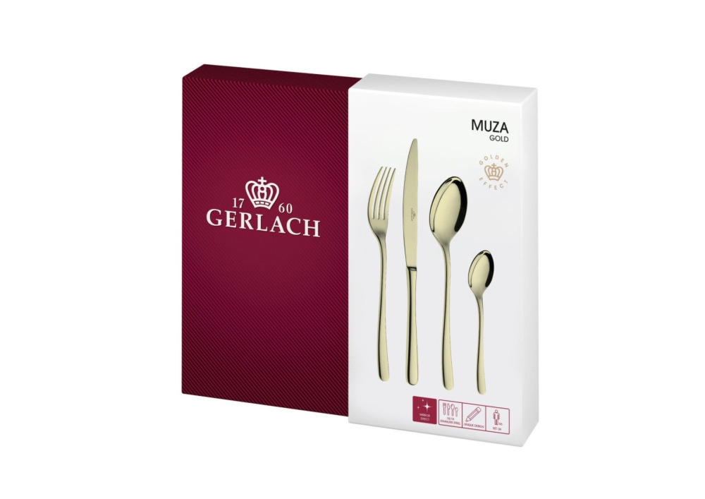 Zestaw sztućców, 24 szt. / połysk - 49 MUZA Gold