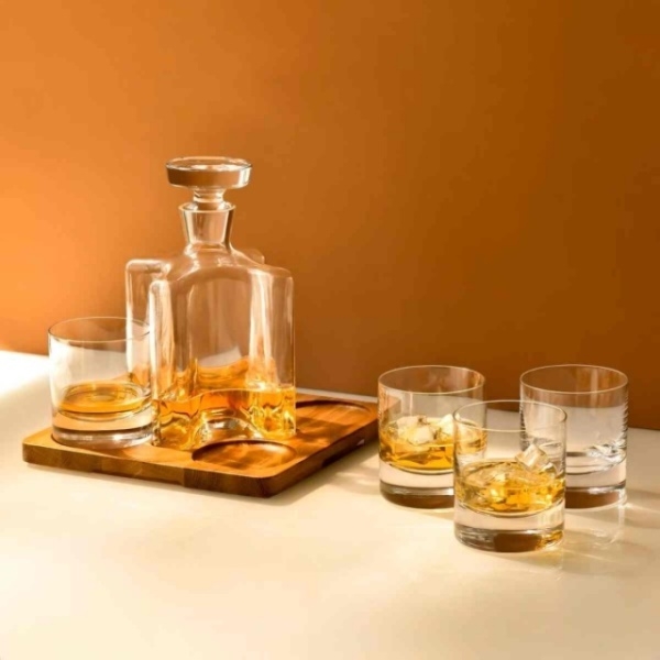 Komplet do whisky z dębową tacą - Sterling OAK (1634)