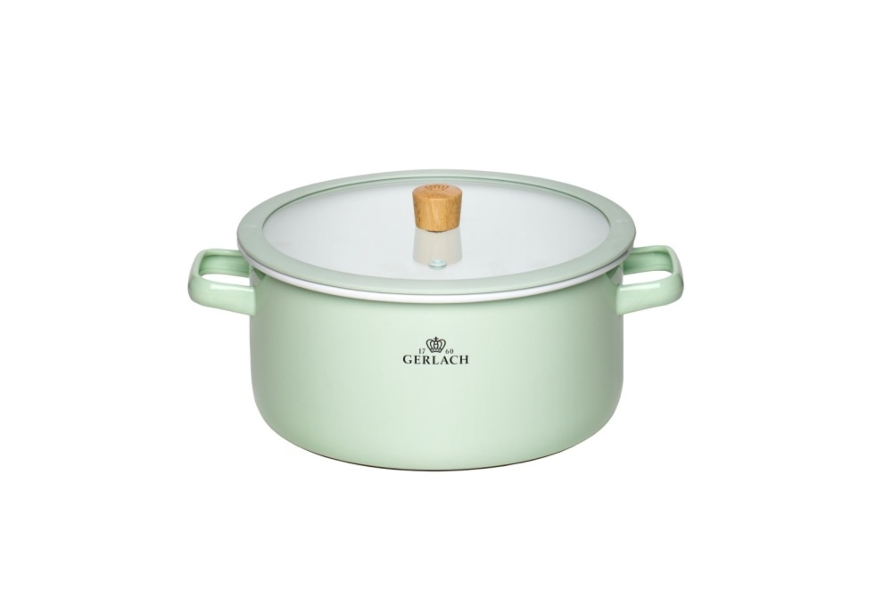 Garnek 24 cm - NATUR Enamel / pastelowo zielony