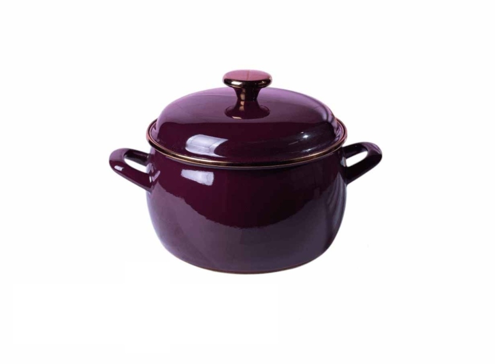 Garnek emaliowany z pokrywk� 4,2 l - Bordeaux / bordowy