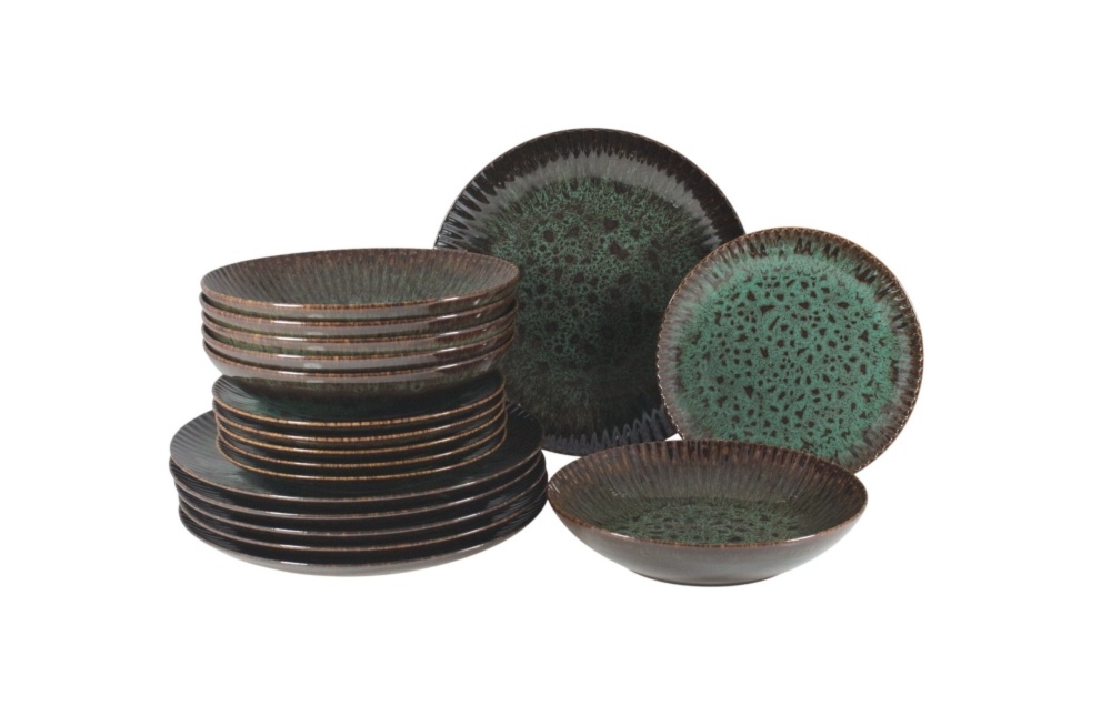 Zestaw talerzy dla 6 os./ 18 cz�ci - STONEWARE S010T Jade + Zestaw kubk�w dla 6 os�b - STONEWARE S010T Jade (Daisy)