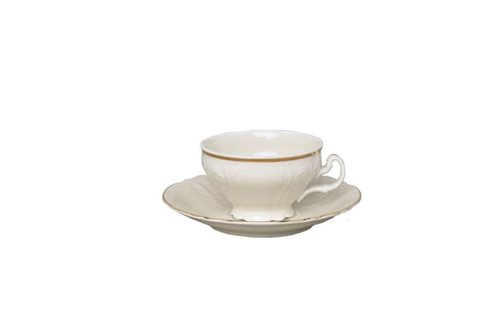 Filiżanka niska 360 ml ze spodkiem - Bernadotte Ivory Gold (383713)