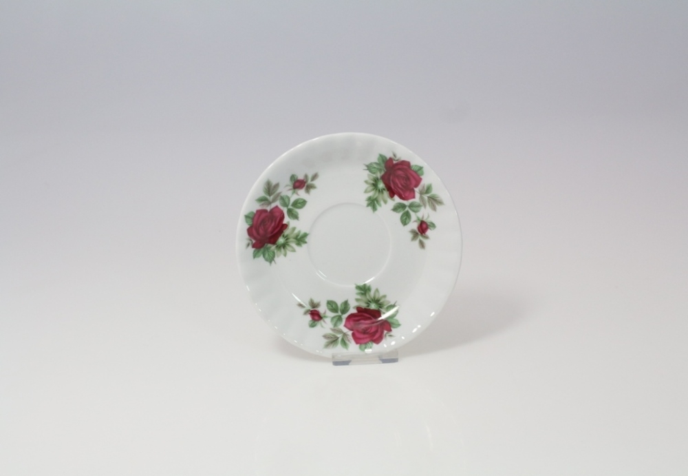 Filiżanka 0,24 l - B826 IWONA (prosta) Bordowa róża + Spodek 14 cm - B826 IWONA Bordowa róża