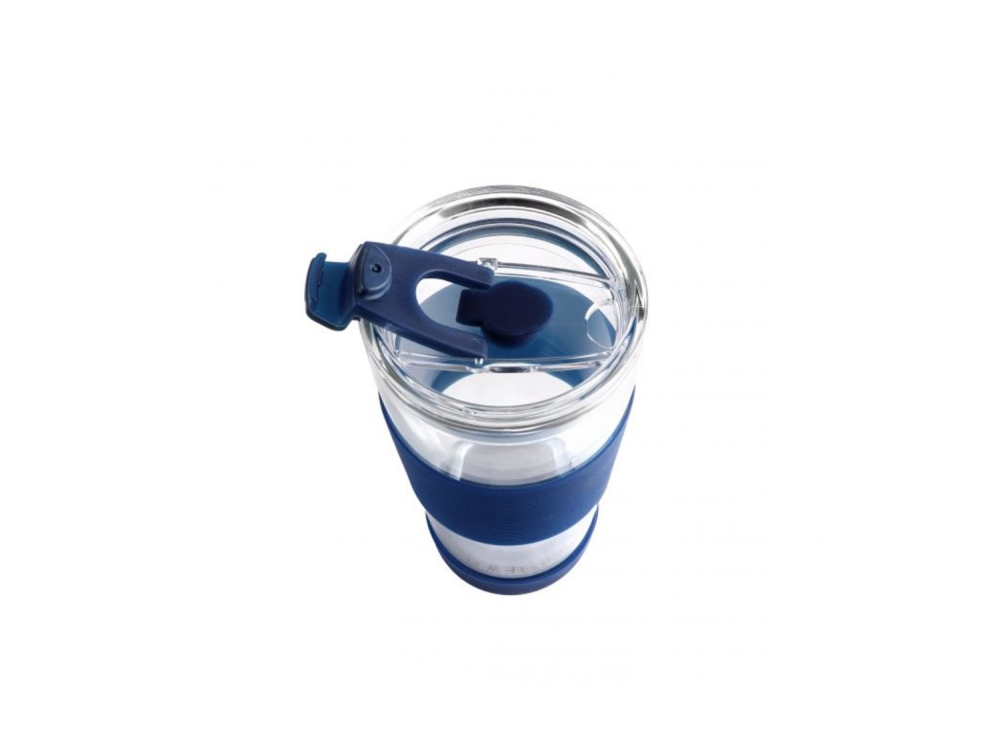 Kubek termiczny szklany ze słomką 600 ml - FUORI Granatowy (30381)