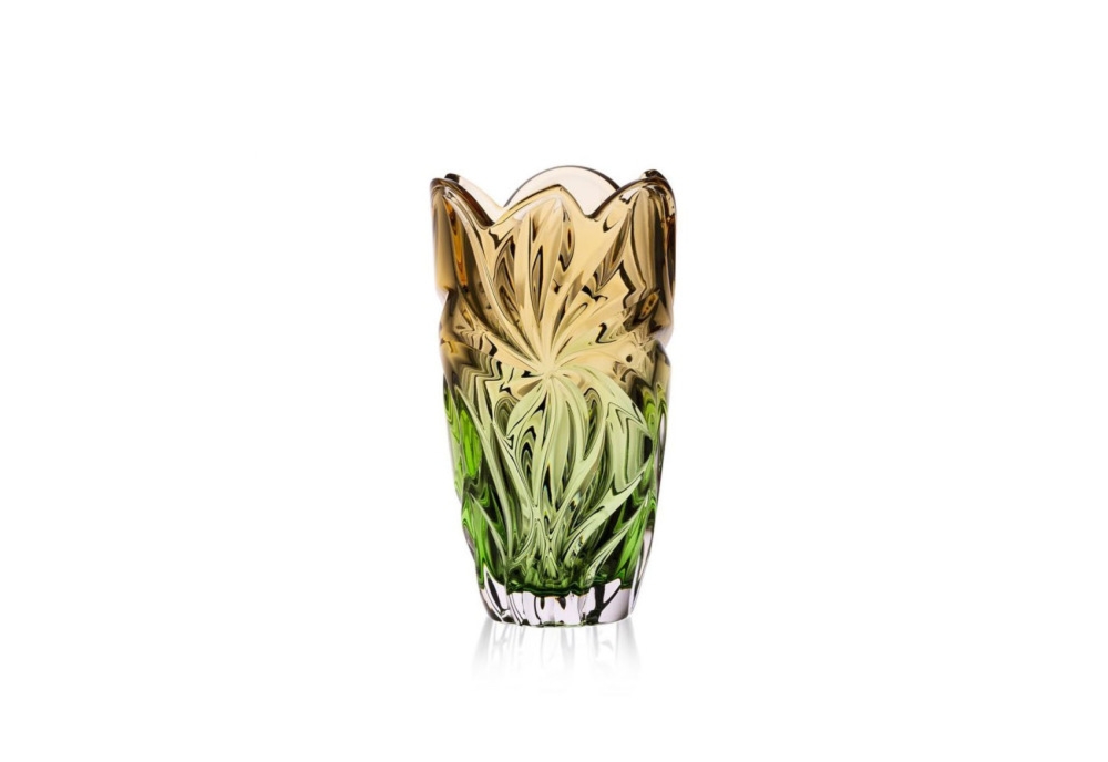 Wazon kryształowy 28 cm - Flora Amber Green (526565)