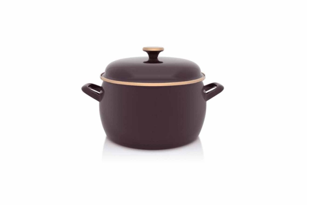 Garnek emaliowany z pokrywką 7,5 l - Bordeaux / bordowy