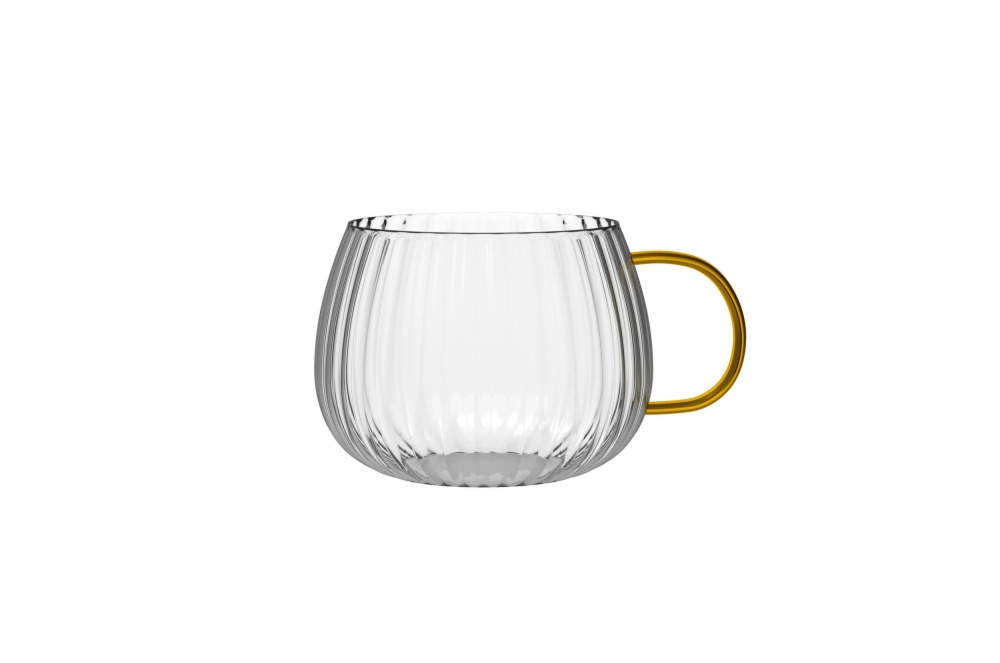 Szklanki niskie z żółtym uchem 350 ml / 2 szt.- TULIP (1227)