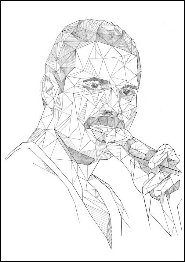 Image of Geometryczny Freddy Mercury - plakat Wymiar do wyboru: 40x50 cm
