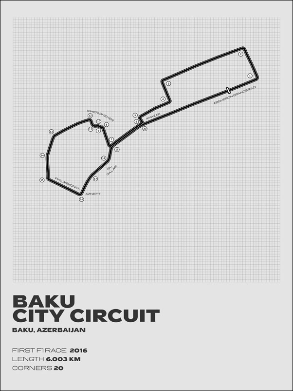 Image of Red bull ring, Baku, gray - plakat Wymiar do wyboru: 60x80 cm