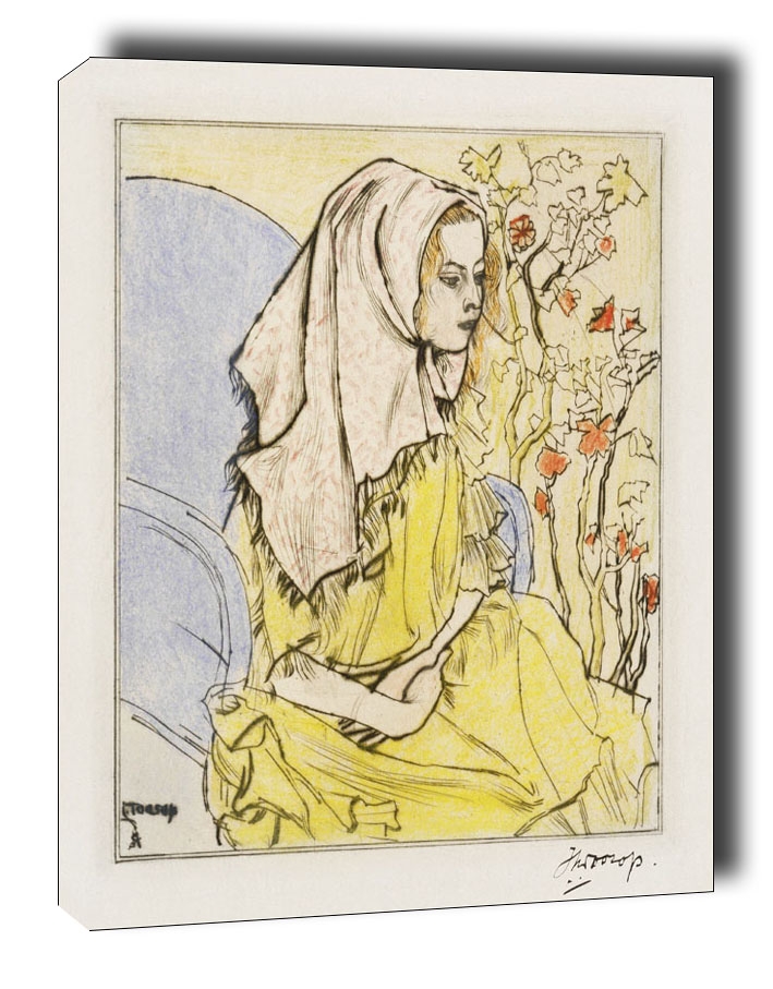 Image of Charley Toorop with a headscarf in an armchair, Jan Toorop - obraz na płótnie Wymiar do wyboru: 50x70 cm