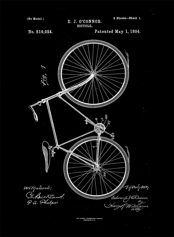 Image of Patent Rower Projekt 1894 - retro plakat Wymiar do wyboru: 50x70 cm