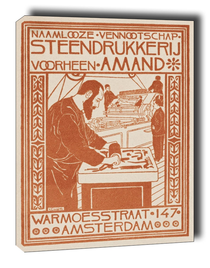 Image of Advertentie van Steendrukkerij voorheen Amand, Johann Georg van Caspel - obraz na płótnie Wymiar do wyboru: 60x80 cm