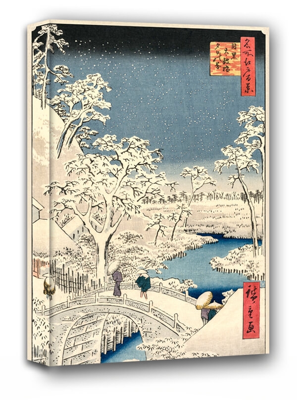 Image of Picture of Twilight at the Drum Bridge in Meguro, Hiroshige - obraz na płótnie Wymiar do wyboru: 40x50 cm