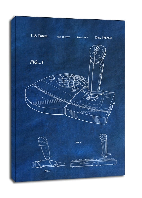 Image of Patent, Joystick Do gier 1997 Niebieski - obraz na płótnie Wymiar do wyboru: 40x50 cm