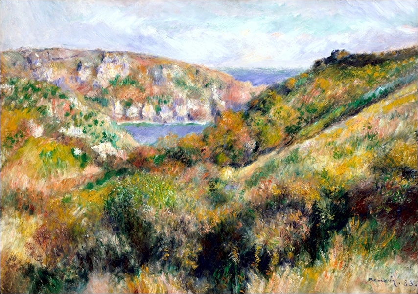 Image of Hills around the Bay of Moulin Huet, Guernsey, Auguste Renoir - plakat Wymiar do wyboru: 30x20 cm