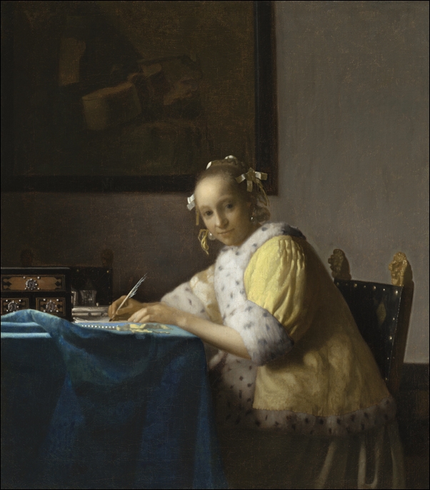 Image of A Lady Writing a Letter, Jan Vermeer - plakat Wymiar do wyboru: 40x60 cm