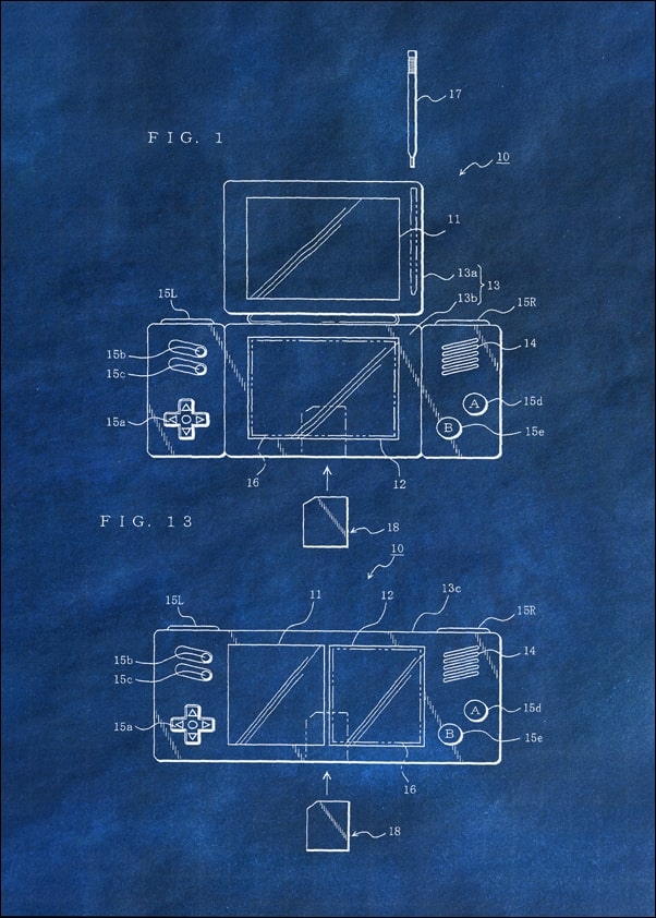 Image of Patent, Konsola Nintendo 2013 Niebieska - plakat Wymiar do wyboru: 29,7x42 cm