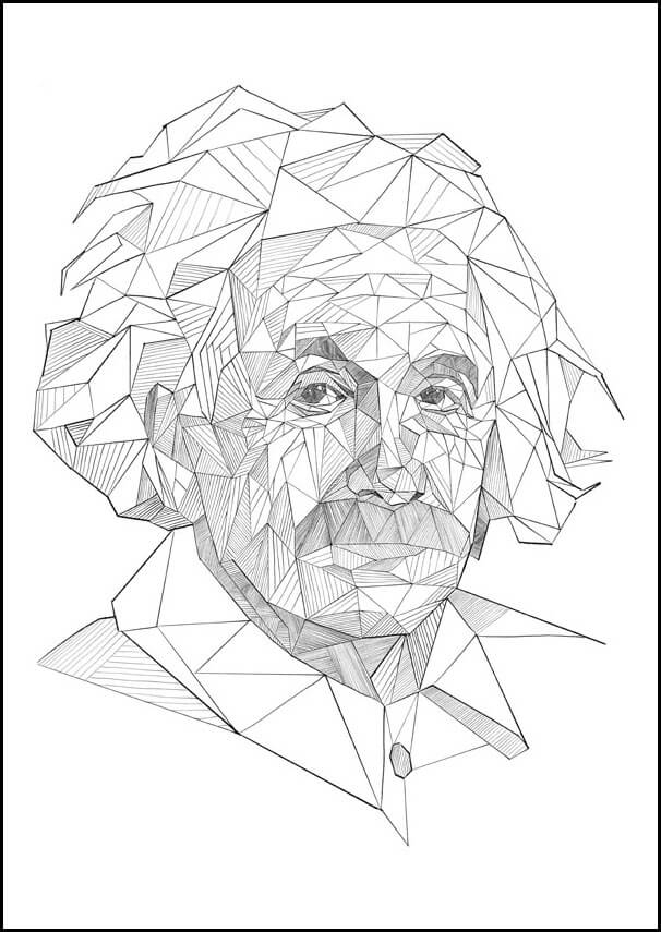 Image of Geometryczny Albert Einstein - plakat Wymiar do wyboru: 40x50 cm