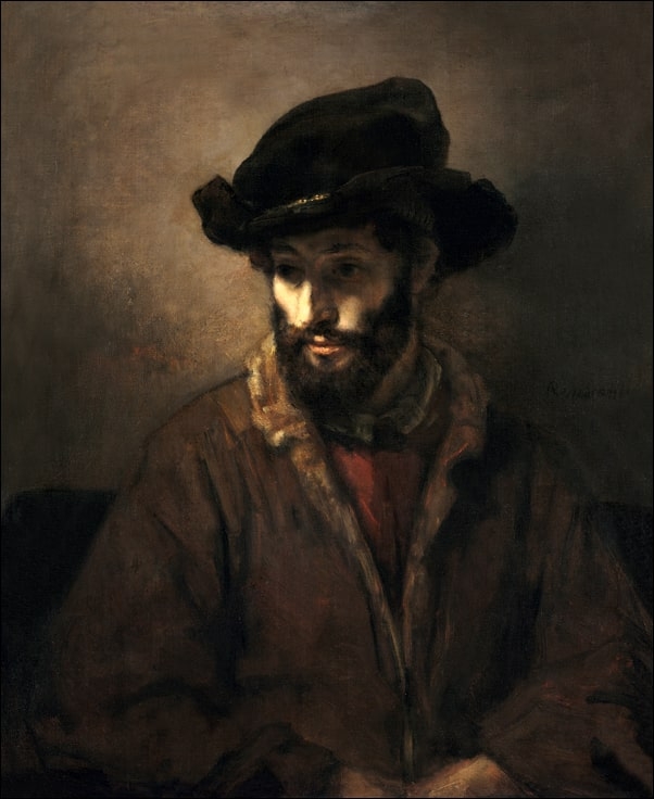 Image of A Bearded Man Wearing a Hat, Rembrandt - plakat Wymiar do wyboru: 42x59,4 cm