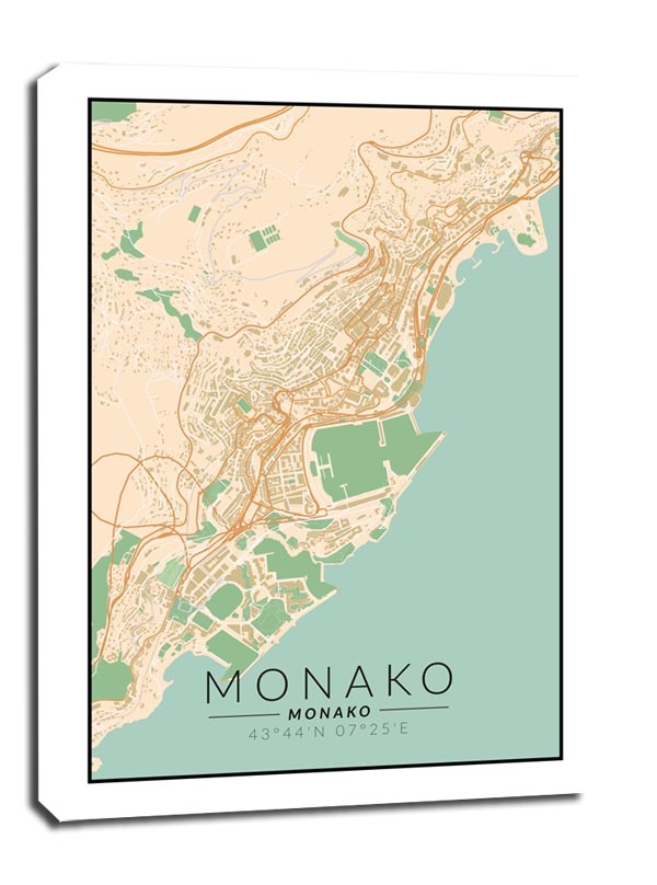 Image of Monako mapa kolorowa - obraz na płótnie Wymiar do wyboru: 20x30 cm