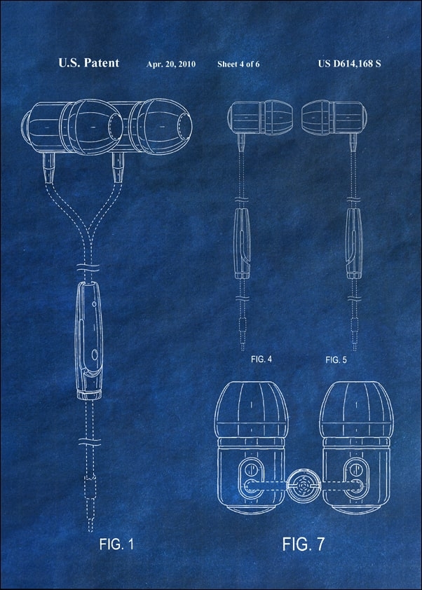 Image of Patent, Sluchawki 2010 Niebieskie - plakat Wymiar do wyboru: 70x100 cm